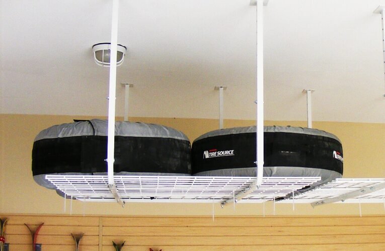 tire storage solutions - mounted overhead tire storage