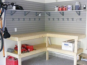 after - left corner - workbench, workstation, slatwall organizers, shelving, hooks