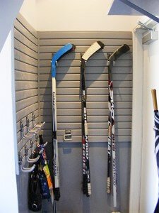 garage entrance to home - effectively leverage space for sports storage