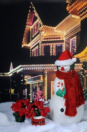 house garage christmas xmas white snow winter lights holiday decorations snowman electrical safety